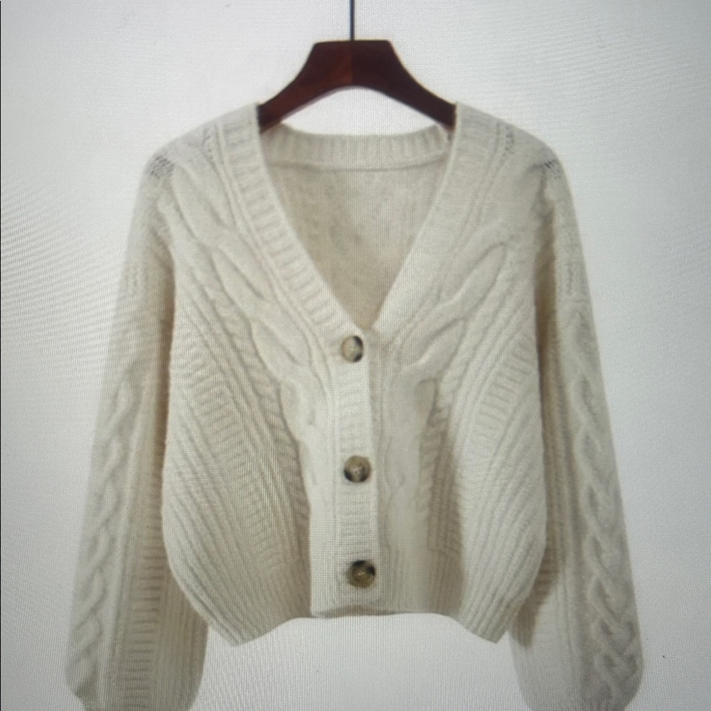 Elegant Cream Button-Up Cardigan